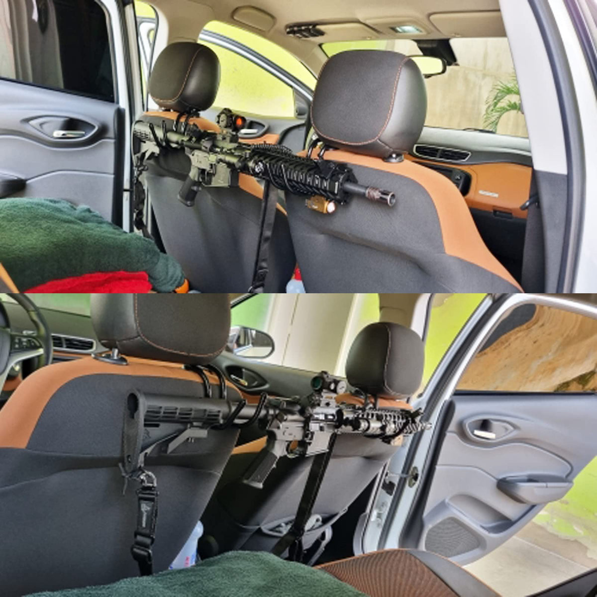 2 Pack Seat Back Gun Rack Bow Rack Holder Gun Holder Gun Sling Organizer for Truck, Car to Hold Rifles - No Installation Tools Required, Simple to Install. - No Rifles Included