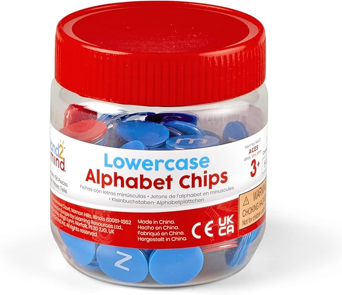 hand2mind Lowercase Alphabet Chips, Toddler Learning Letters for Spelling, Learn to Spell for Kids, Reading Tools for Kids, Science of Reading Manipulatives, Teaching Supplies Kindergarten