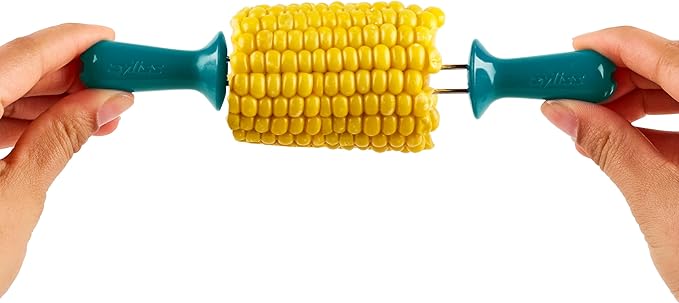 Zyliss Corn Holders Set - Comfort Grip Corn Cob Holders - Stainless Steel BBQ Skewers - 8 Piece Set / 4 Pairs - Vibrant Colors