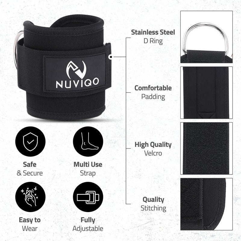 Barbell Pad & 2 Ankle Straps for Cable Machine - Gym Accessories for Women and Men - Perfect for Cable Kickbacks, Leg Extensions, Hip Thrusts & Squats - Workout Attachments for Home and Gym - Includes a Carry Bag