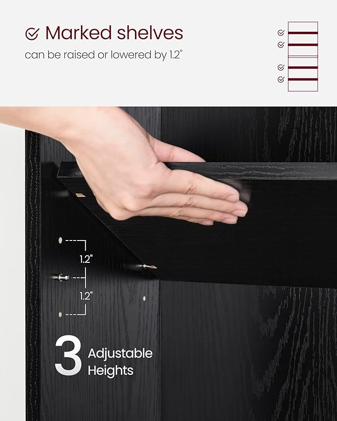 VASAGLE Set of 2 Bookshelves, 23.6 Inches Wide, 5-Tier Open Bookcases with Adjustable Storage Shelves, Floor Standing Units, Ebony Black ULBC165T56-2