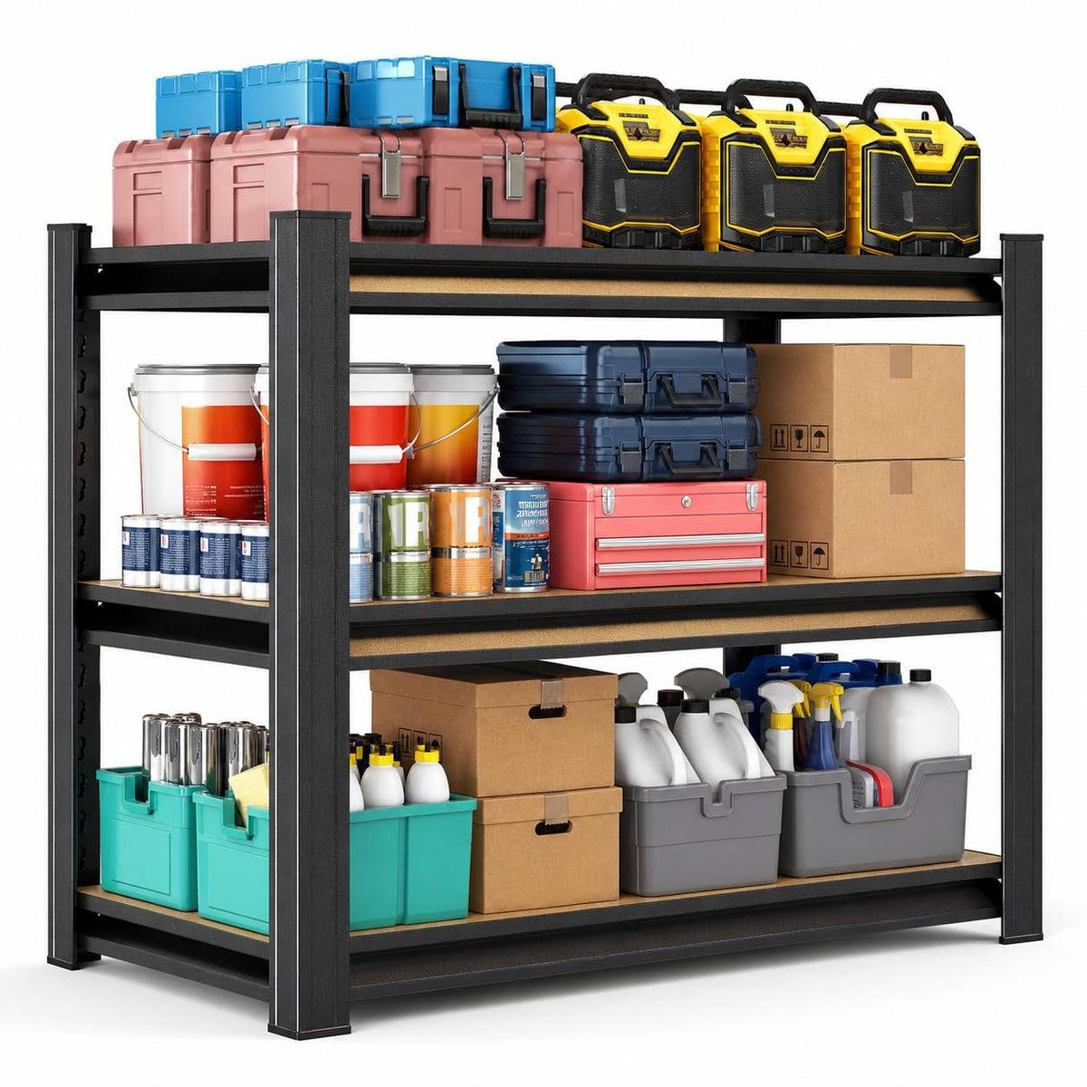 mysteeldepot Heavy Duty Garage Shelving, Metal Storage Shelves, 5 Tier Adjustable Storage Shelves, Metel Shelving, Industrial Utility Rack for Garage, Warehouse, Workshop, 72" H×35" W×16" D