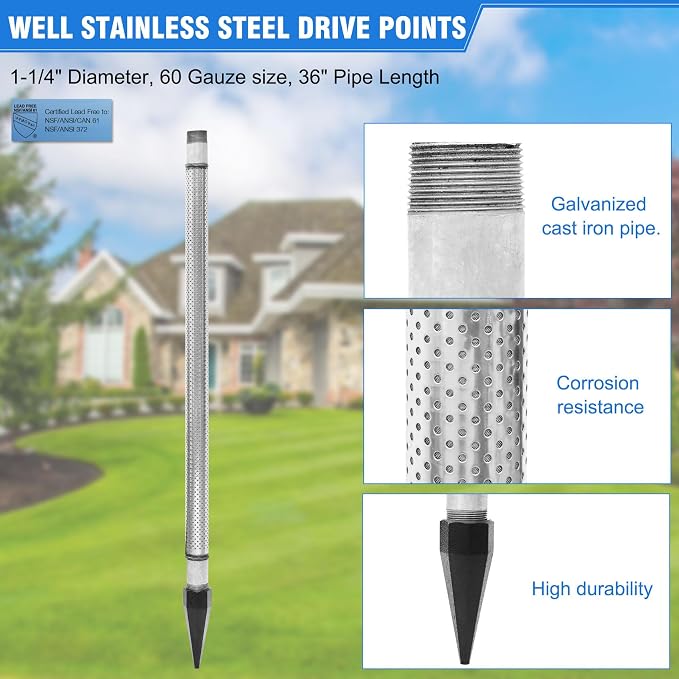 Well Point 1-1/4, Sand Points Well, 1-1/4 Drive Point Well, Well Stainless