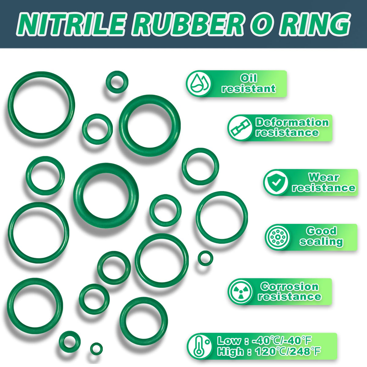 KEZE 595 Pcs Air Conditioning O Ring Kit,36 Size Seal Rubber O-Rings Assortment Set for Compressor Automotive A/C Plumbing Repair ID:3-22mm