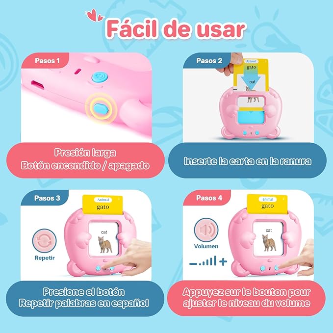Spanish & English Talking Flash Cards for Toddler, 510 Sight Words Learning Toys, ABC & Numbers Educational Montessori Toys, Speech Therapy Toys, Children's Sensory Preschool Learning Birthday Gifts