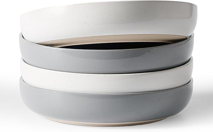 famiware Milkyway 33 oz Pasta Bowls Set of 4, Dark Gray