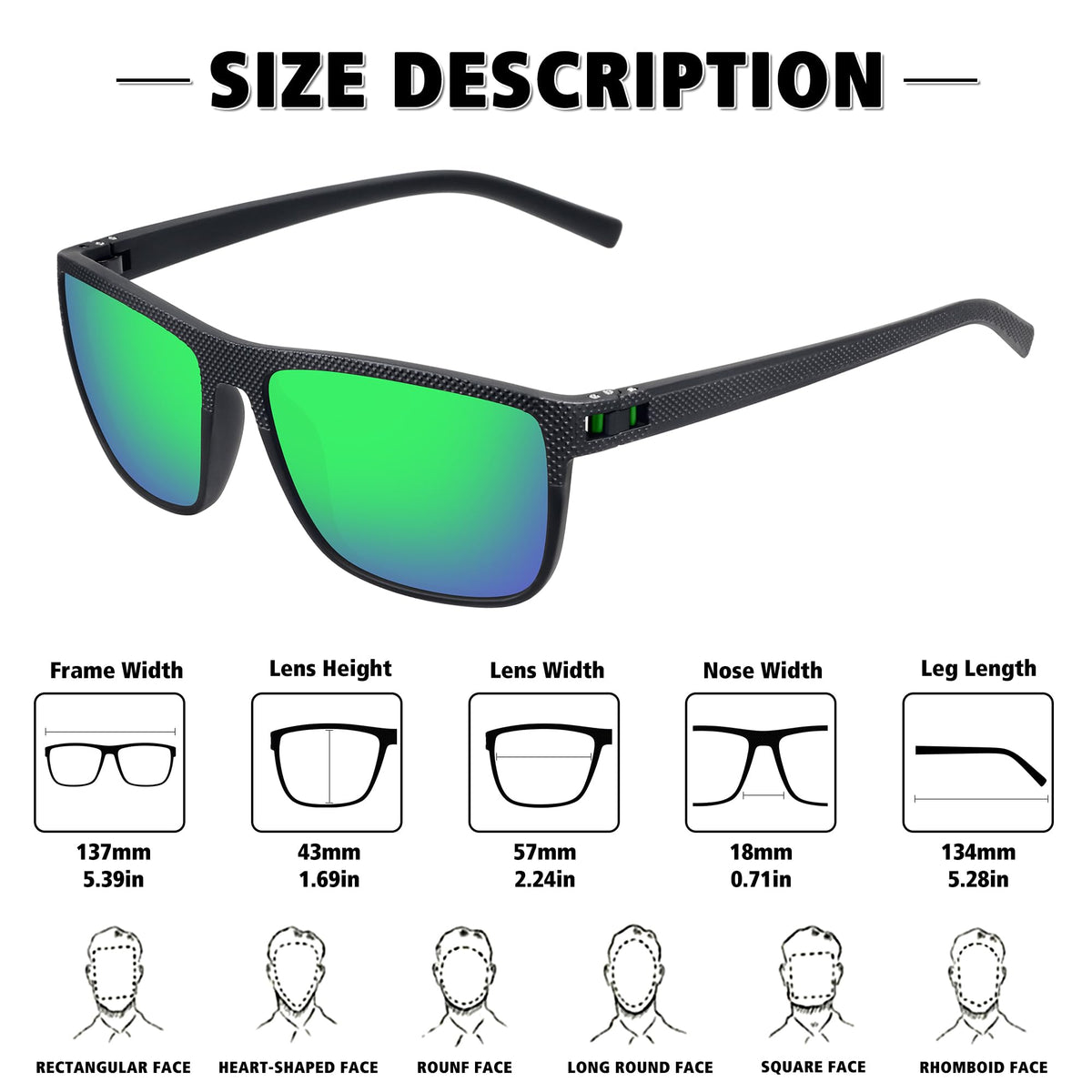 STORYCOAST Polarized Sunglasses for Men Women Classic Square Sports Fishing Running Golf Sun Glasses UV Protection 3Pack-Blue+Red+Green