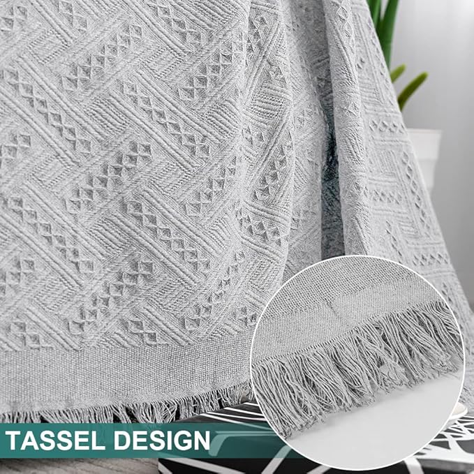 MYSKY HOME Light Grey Geometrical Sofa Covers, Sectional Couch Covers for 2 Cushion Couch Couch Cover Living Room Sofa Throws Sofa Slipcovers for Pets, Kids (Large, 71" x 102", Light Grey)