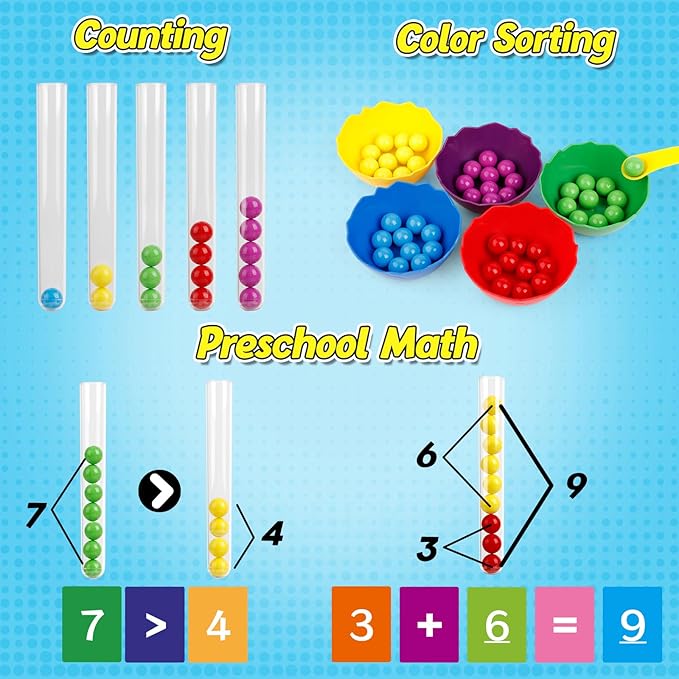 Counting and Color Sorting Toys for Toddlers,Math Manipulatives Match Games Educational Learning Fine Motor Skills,STEM Preschool Kindergarten Learning Activities