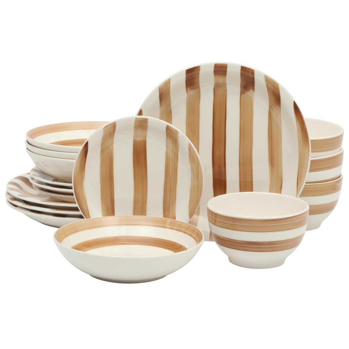 Gibson Home Rockaway 12-Piece Round Stoneware Dinnerware Set, Service for 4 – Cream Plates and Bowls, Modern Matte Finish, Microwave & Dishwasher Safe