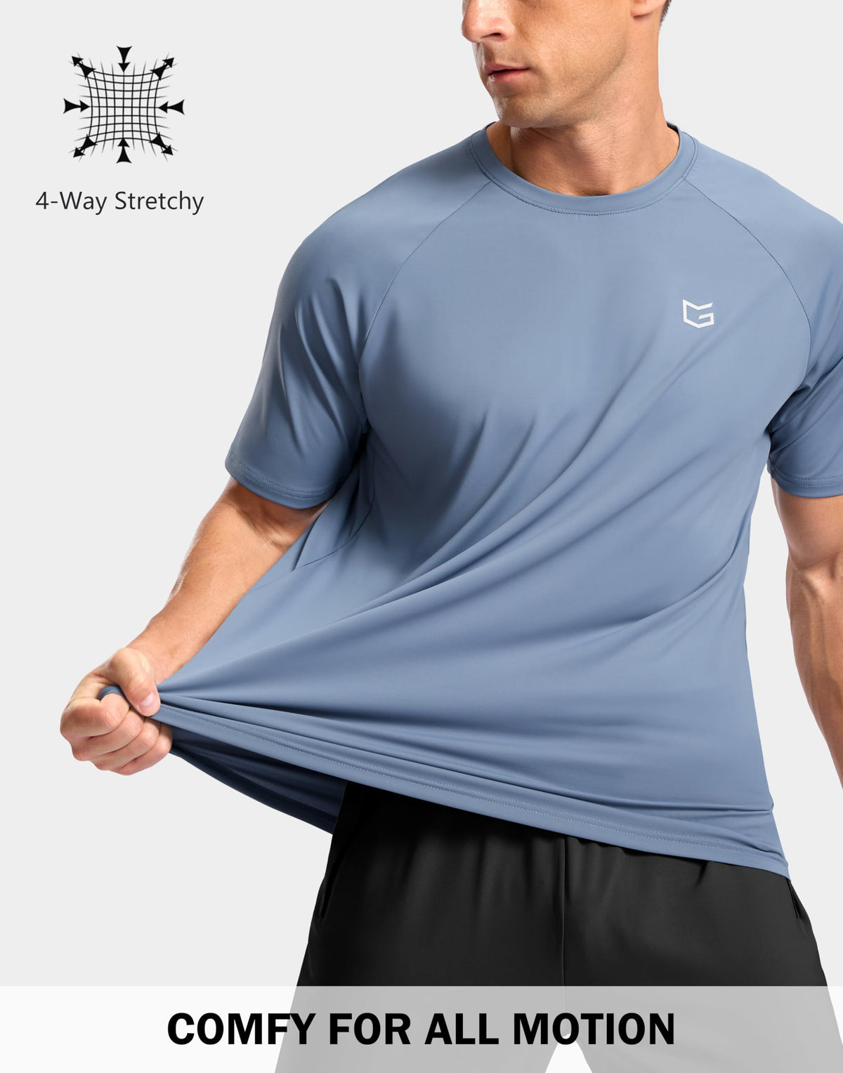 G Gradual Men's Athletic Workout T-Shirts Moisture Wicking Cooling Running Shirts Short Sleeve Performance Tee for Gym Tennis(Slate Blue,L)