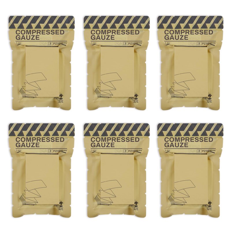 RHINO RESCUE Sterile Compressed Gauze for Emergency Wound Dressing, First Aid and Trauma Kit, 6 Pack