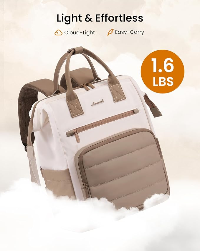 LOVEVOOK Puffer Laptop Backpack for Women, 15.6 Inch Work Backpack purse for Nurse Teacher, College Back to School Bookbag for Teen Girls, Personal Item Travel Bag Computer Daypack for Daily Commute
