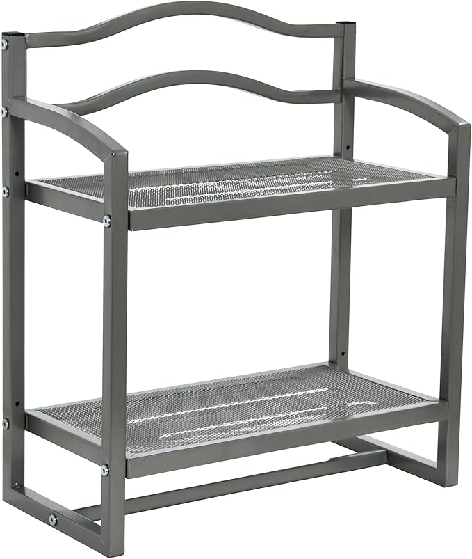 Household Essentials 2-Tier Metal Wall Mount Bathroom Storage Rack, Silver