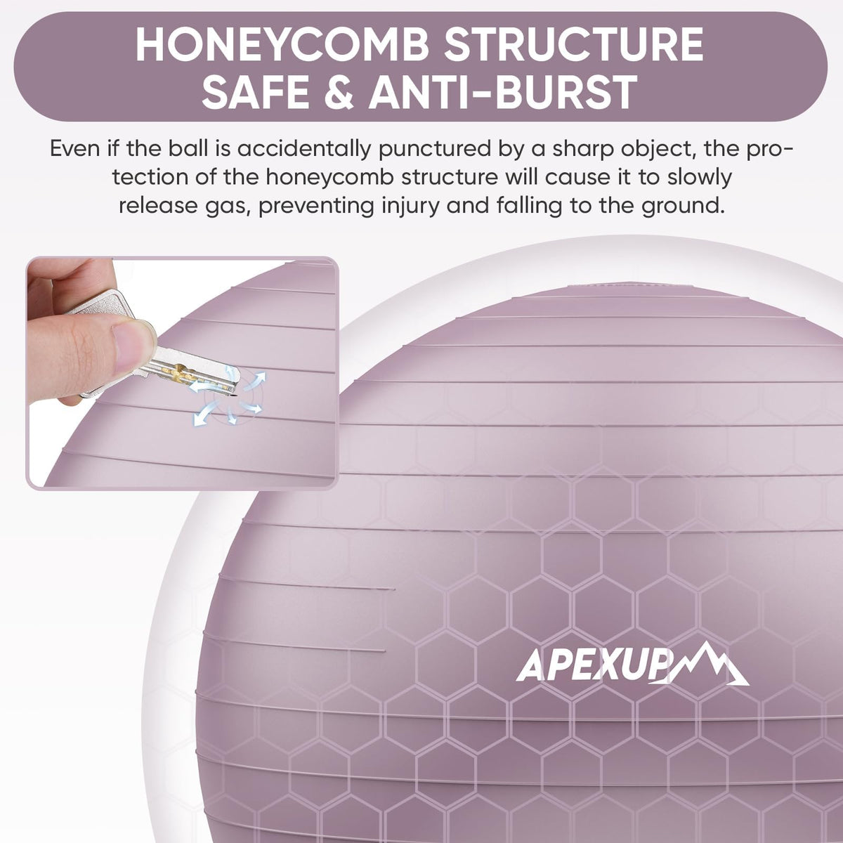 APEXUP Yoga Ball, 660 lbs Anti-Burst Exercise Ball with Pump, 5 Sizes (XL (27"~30") 75cm, Mauve)
