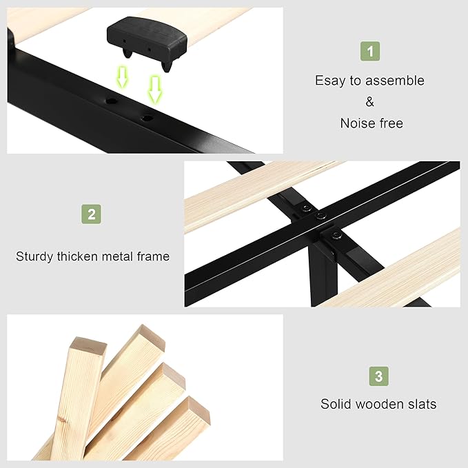Feonase Full Size Bed Frame with 4 Storage Drawers, Upholstered Platform Bed with Charging Station, Wingback Storage Headboard, Wooden Slats Support, No Box Spring Needed, Easy-Assembly, Black
