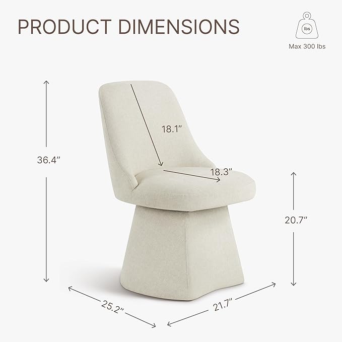 Swivel Dining Chairs Set of 4, Upholstered Mid Century Modern Deskchair with High Back, Linen Fabric Kitchen Chairs for Dining Room, Bedroom, Dressing Room, Linen