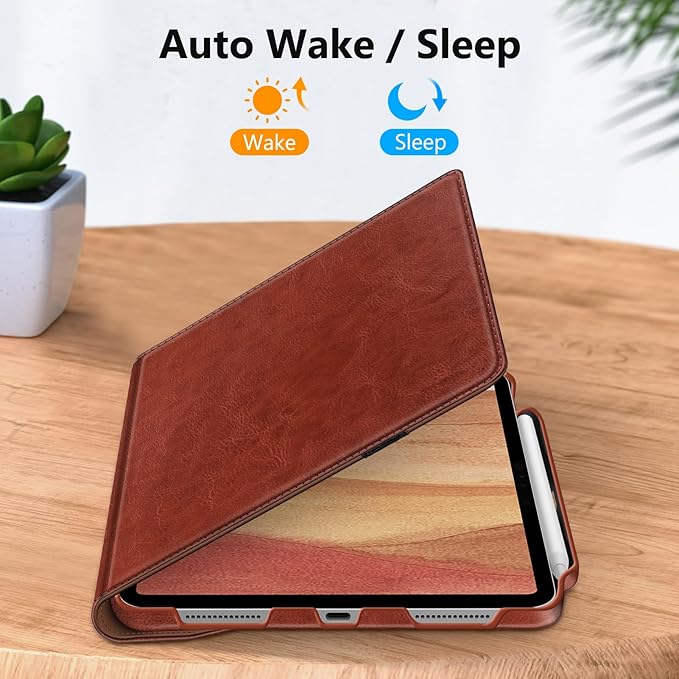 Fintie Rotating Case for iPad Pro 11-inch (M5) 2025 / (M4) 2024 - [Built-in Pencil Holder] 360 Degree Swiveling Smart Stand Protective Cover, Auto Sleep/Wake, Vintage Brown