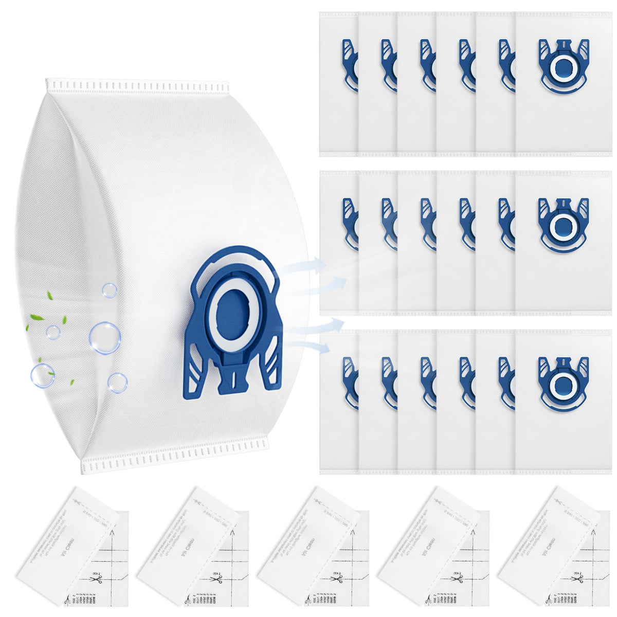 20 Pack 3D Airclean GN Vacuum Bags For Miele Classic C1 & Complete C1