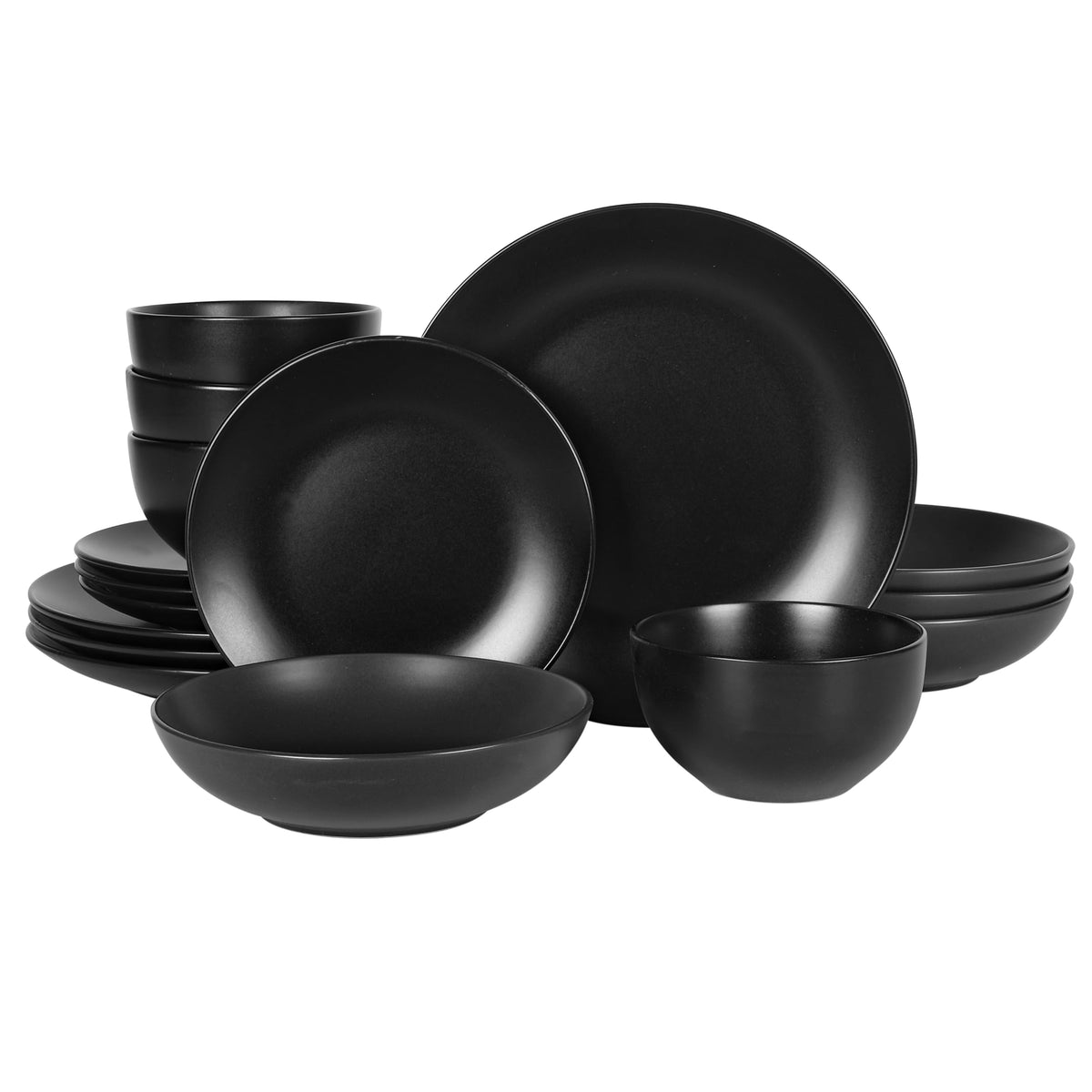 Gibson Home Rockaway 12-Piece Round Stoneware Dinnerware Set, Service for 4 – Cream Plates and Bowls, Modern Matte Finish, Microwave & Dishwasher Safe