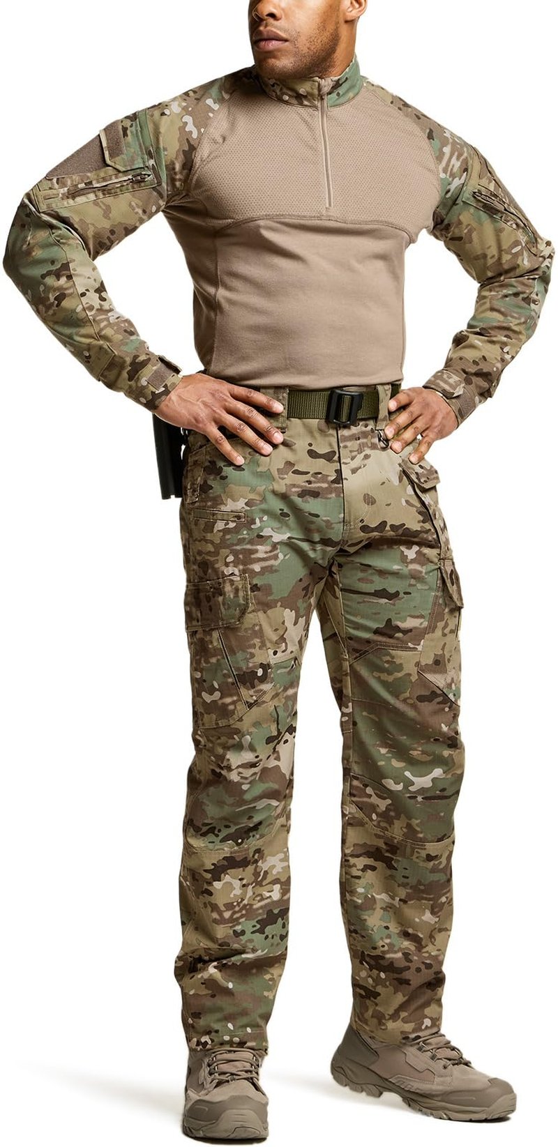 CQR Men's Tactical Pants, Water Resistant Ripstop Cargo Pants, Lightweight EDC Work Hiking Pants, Outdoor Apparel, Duratex Mag Pocket Utility Camo, 36W x 30L