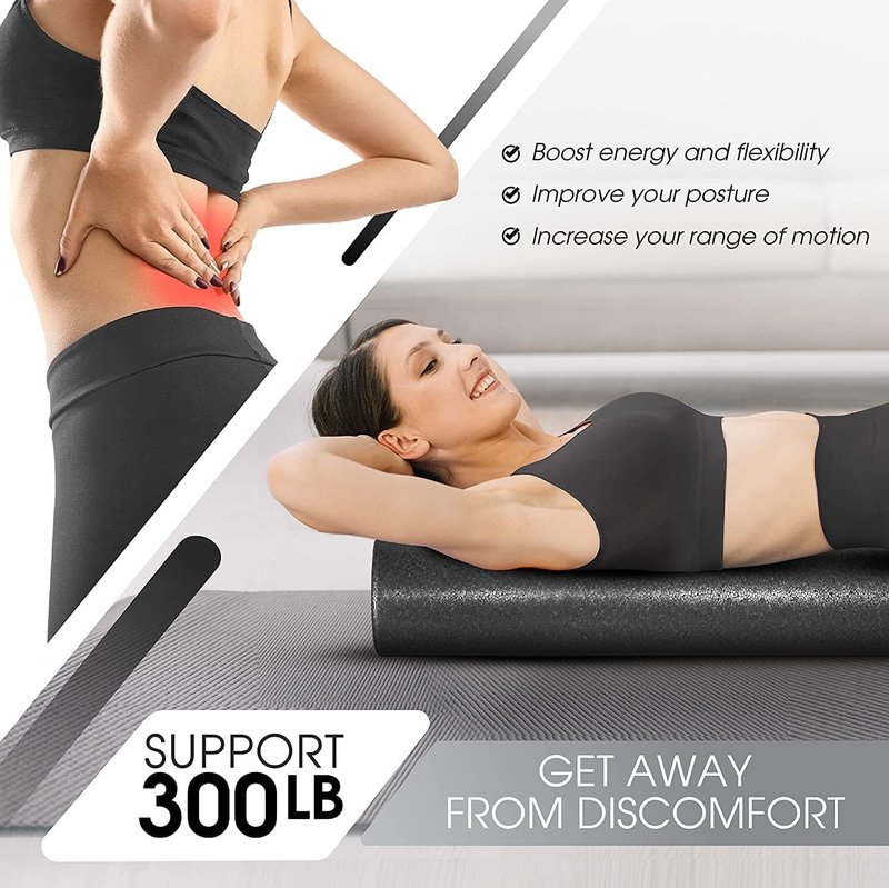 Yes4All EPP Exercise Foam Roller – Extra Firm High Density Foam Roller – Best for Flexibility and Rehab Exercises (12 inch, Black)