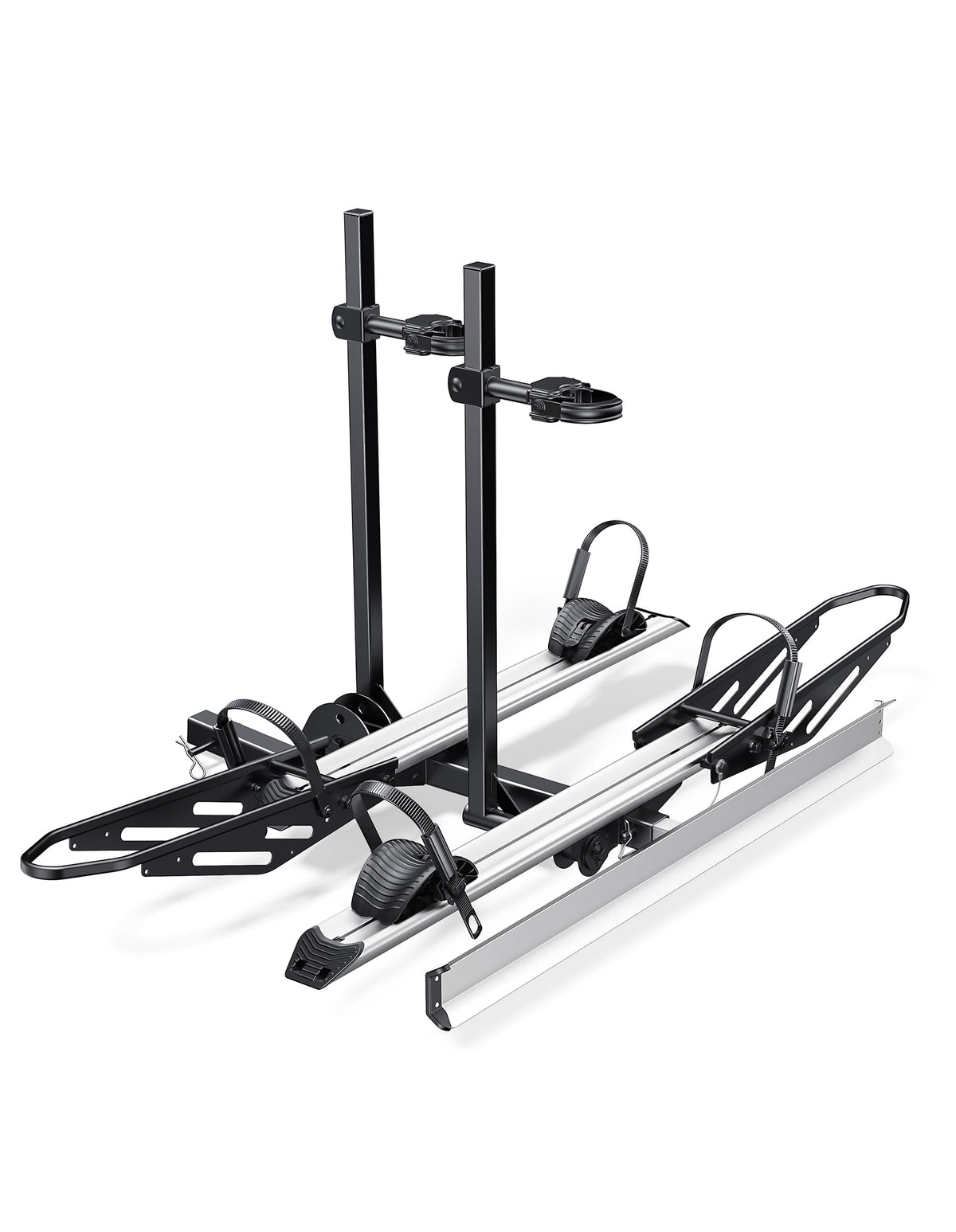 RokRack One Foldable 2-Ebike Rack with Ramp, 200 lbs Capacity, Hitch Mount Electric Bike Rack, Fits up to 5" Fat Tire Width and 50" Wheelbase, Ebike Carrier Rack for 2" Receiver for Cars SUVs Vans RVs