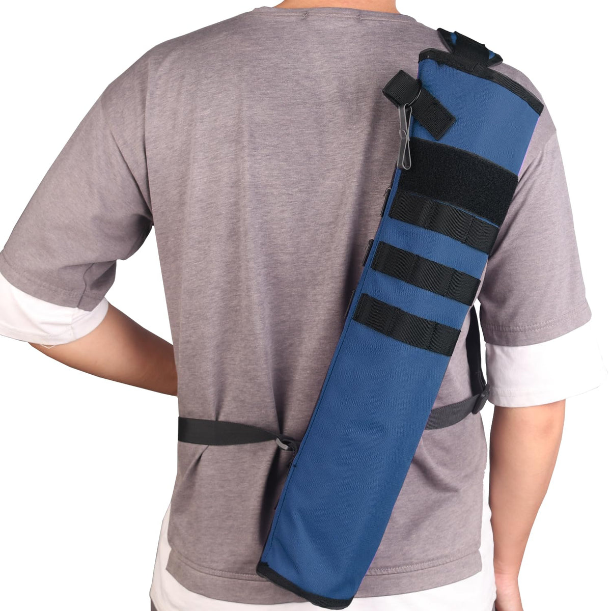 KRATARC Archery Lightweight Back Arrow Quiver Dual Use Foldable Compact Hip Arrows Bag with Molle System Hanged for Target Shooting (Blue, Hold 18~24 arrows