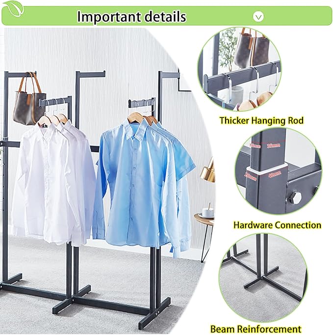 Floor Standing Metal Garment Rack - Heavy Retail Display Racks With Wheels, 6 Arms Clothing Rack, Square Tubing Portable Shirt Racks, Merchandise Display For Hanging Clothes (Gold)