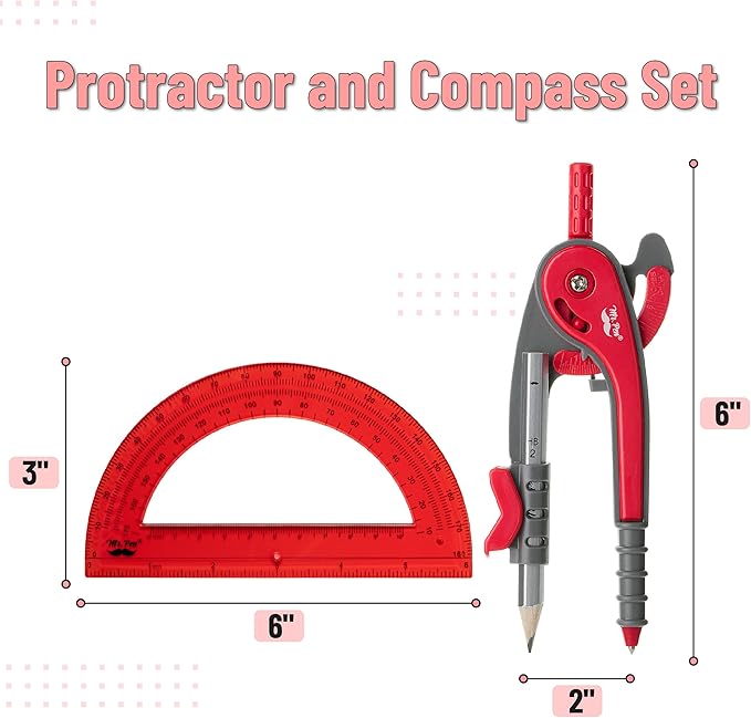 Mr. Pen- Compass and Protractor Set, Math Compass for Geometry and Drawing