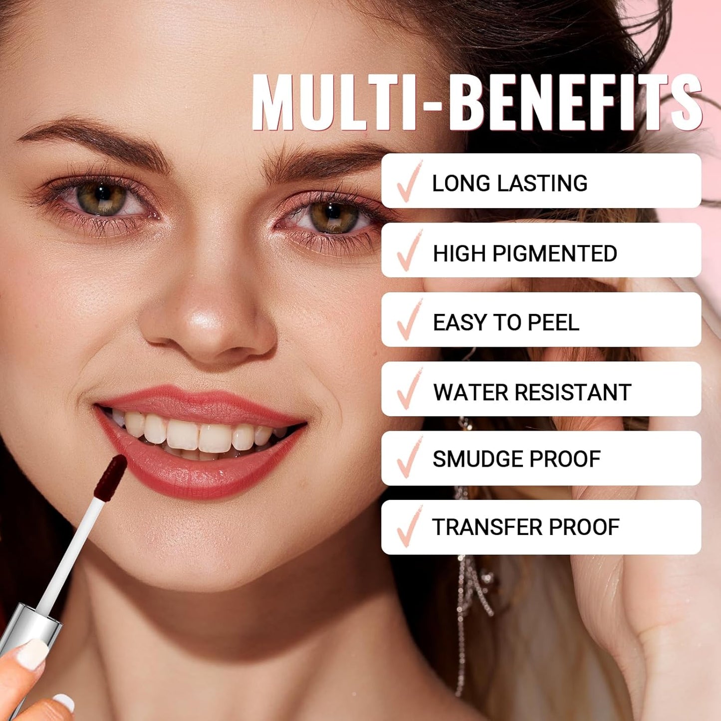 Lip Stain - Lip Liner Stain, Long Lasting Peel Off Lip Stain, Natural Peel Off Lip Liner Stain with Tweezer, Easy to Use, Waterproof, Smudge-proof, Transfer-proof, Mauve