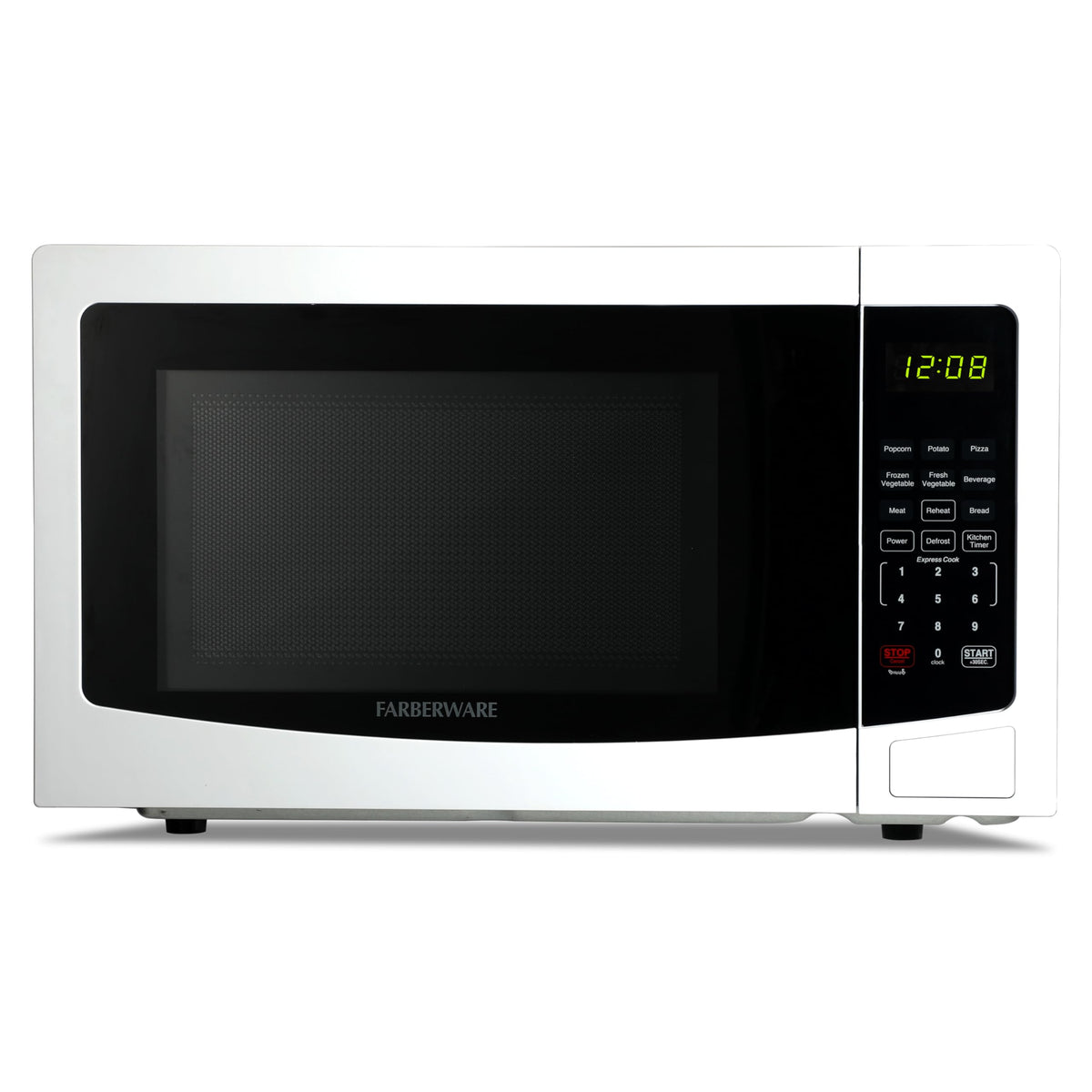 Farberware 0.7 Cu. Ft. Countertop Microwave Oven – 700 Watts Power, Auto Cook Settings, Defrost, Easy Clean and Child Safety Lock - White