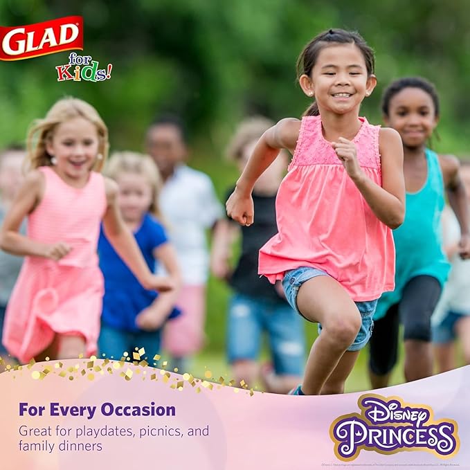 Glad for Kids Disney Princess Disposable Paper Plates, Floral Frames - Heavy Duty, Soak Proof, Microwavable, Kid-Friendly Snack Plates for Everyday Use, 10 Inch, 30 Count - 10 Pack