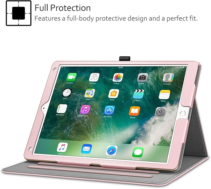 Fintie Multi-Angle Case, 2017/2015 iPad Pro 12.9 inch (Old Model) 1st & 2nd Gen Case - [Corner Protection] Folio Stand Cover with Pencil Holder & Pocket, Auto Wake/Sleep, Rose Gold