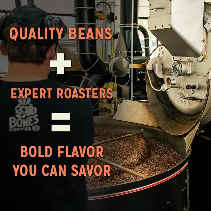 Bones Coffee Company Birthday Suit, Birthday Cake Flavored Coffee, Medium Roast Low Acid Arabica Beans Compatible with Auto drip and French Press Coffee Maker, 12 Oz Whole Bean