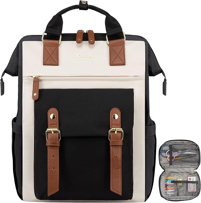 LOVEVOOK Laptop Backpack,Teacher Nurse Work Travel Backpacks Purse for Women, Computer Bag, 17 inch Black Brown