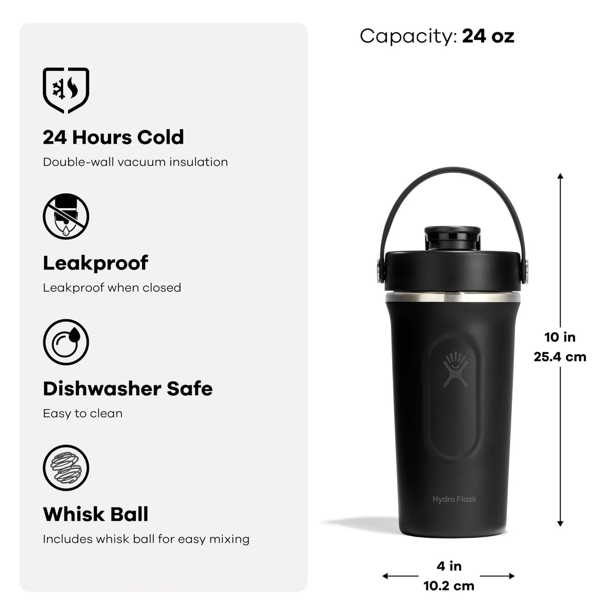 Hydro Flask Shaker Bottle – Insulated Stainless Steel Gym Bottle for Pre Workout & Protein 24 Oz Mermaid Green