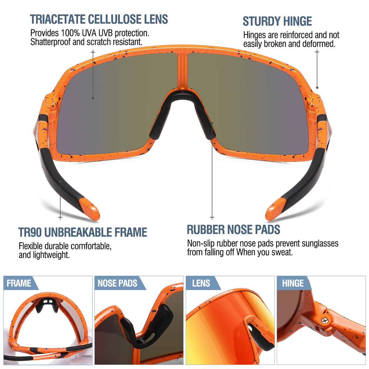 DUCO DK320 Kids Baseball Sunglasses 6-12, 100% UV400 Protection
