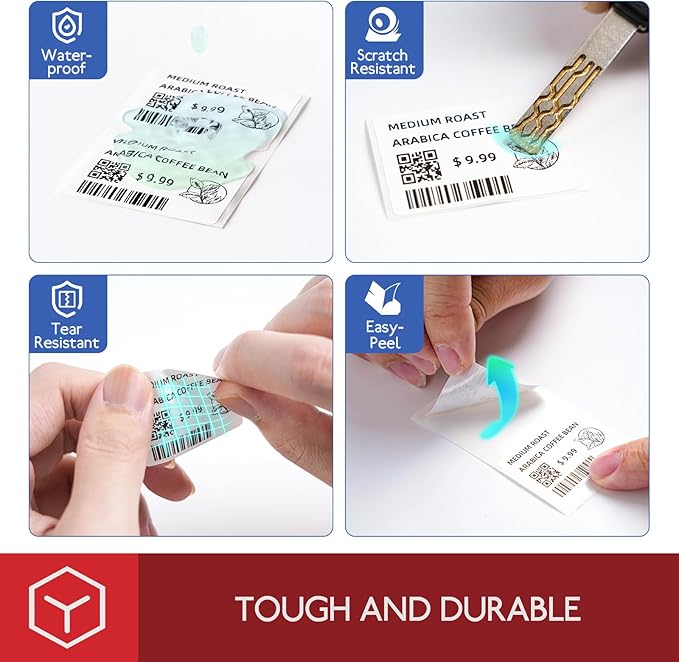 Phomemo [6x100 pcs] Original Labels for M110 M220 M221 M120 M200, 6 Rolls, 1.97''x3.15'' (50x80mm), 100 Label/Roll, Square, White, Also Support Phomemo Shipping Printer for Barcode, Address