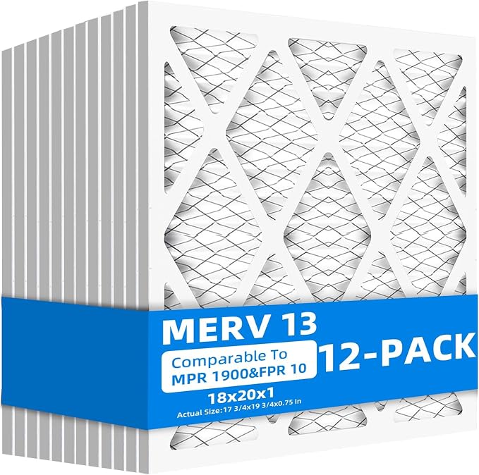 18x20x1 Furnace Air Filters, MPR 1900 & FPR 10, MERV 13 Pleated Air Filter