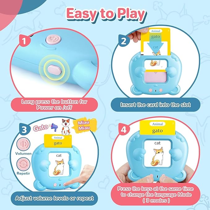 Spanish & English Talking Flash Cards for Toddler, 510 Sight Words Learning Toys, ABC & Numbers Educational Montessori Toys, Speech Therapy Toys, Children's Sensory Preschool Learning Birthday Gifts