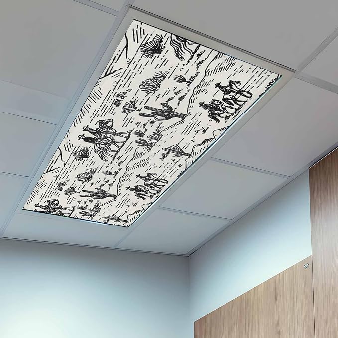 1 Pack Fluorescent Light Cover, Western Cowboys Light Covers