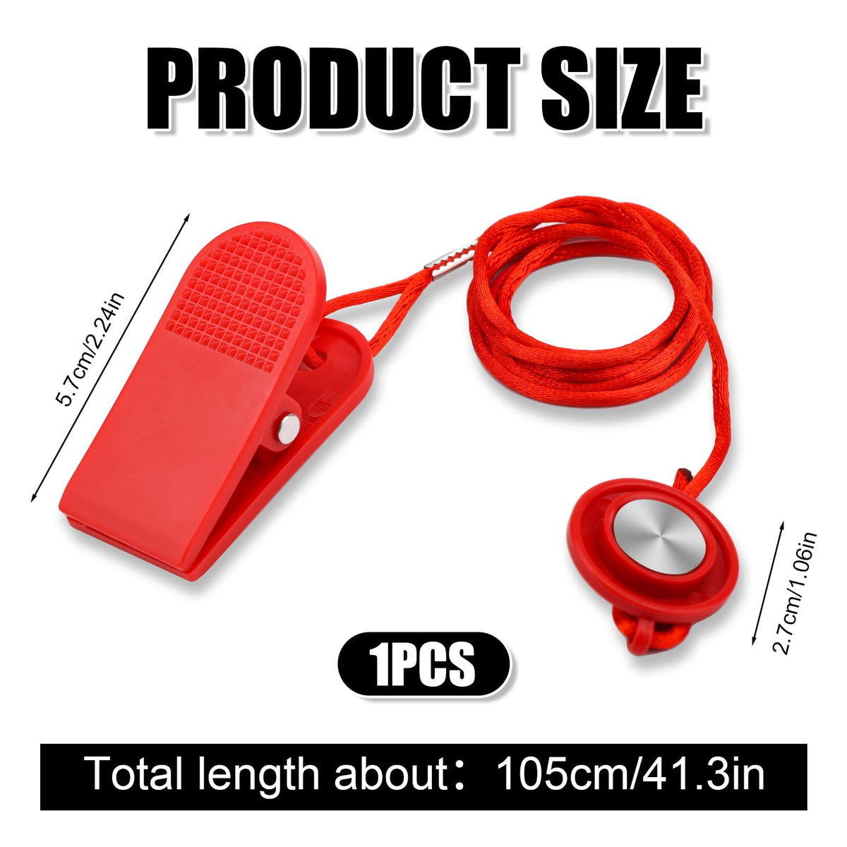 NQEUEPN Universal Treadmill Magnetic Safety Key, Round Magnetic Emergency Stop Switch with Clip Compatible with Most Treadmills (Red)