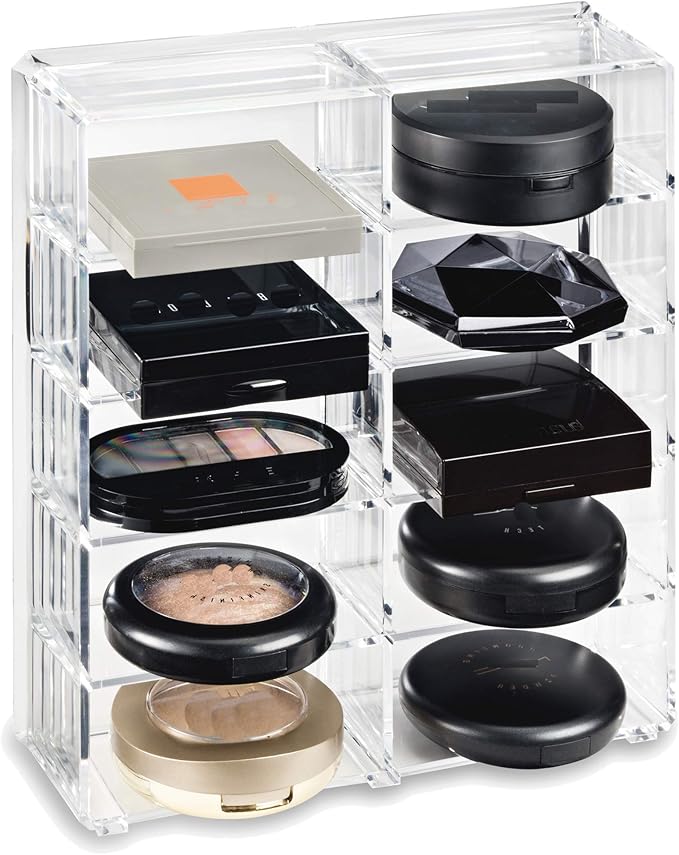 byAlegory Acrylic (Bronzer, Highlighter, Powder, Blush) Compact Organizer Designed For Larger Compacts | 10 Space Cosmetic Storage (CLEAR)