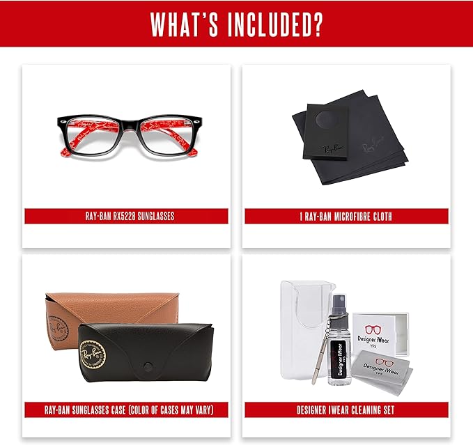 Ray-Ban RX5228 Square Eyeglasses for Men for Women +BUNDLE with ACCESSORY EYEWEAR KIT