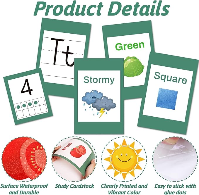 67 PCS Classroom Alphabet Number Educational Poster Cards with Weather Shape Color Learning Cards Decorations, Eucalyptus Green Bulletin Board Letter, School Home Wall Decor for Teacher