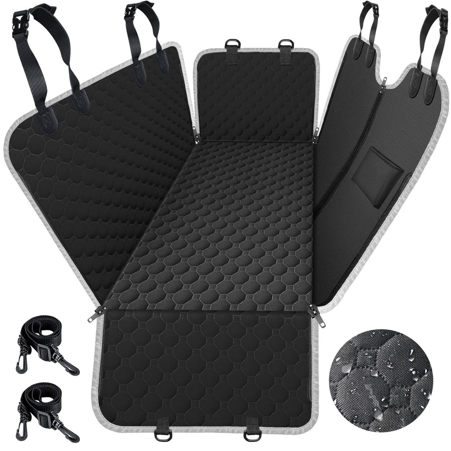 Mancro Dog Car Seat Cover for Back Seat, 2025 Upgraded 600D Heavy Duty Waterproof & Scratch-Resistant Dog Hammock for Car, Back Seat Pet Cover for Dogs with Sedan, Trucks and SUVs, Standard, Black