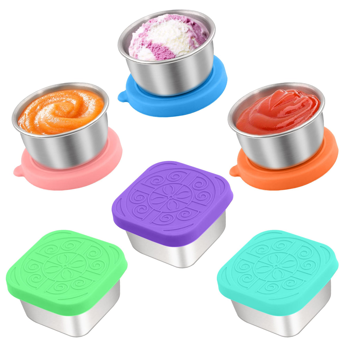6x1.6 Oz Salad Dressing Containers With Lids, Small Leakproof Reusable Stainless Steel Salad Dressing Container To Go For Lunch Boxes,Sauce containers, Picnics,Travel Meal Prep And Kitchen Storage.