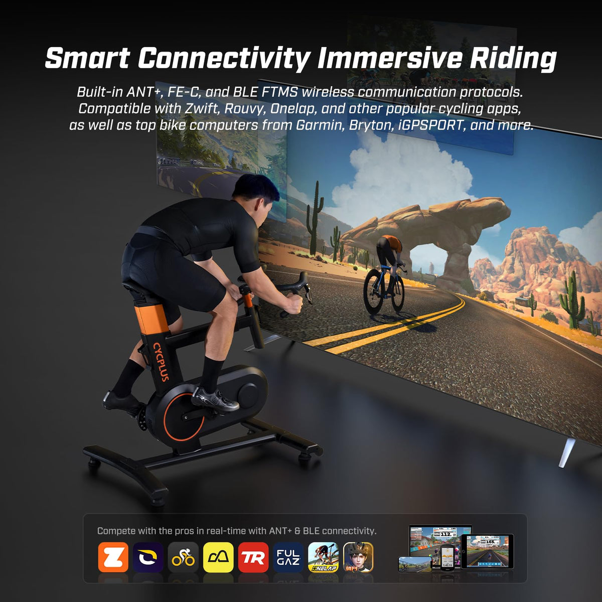 CYCPLUS T7 Smart Bike Trainer, 2200W Brushless Motor, 20% Gradient