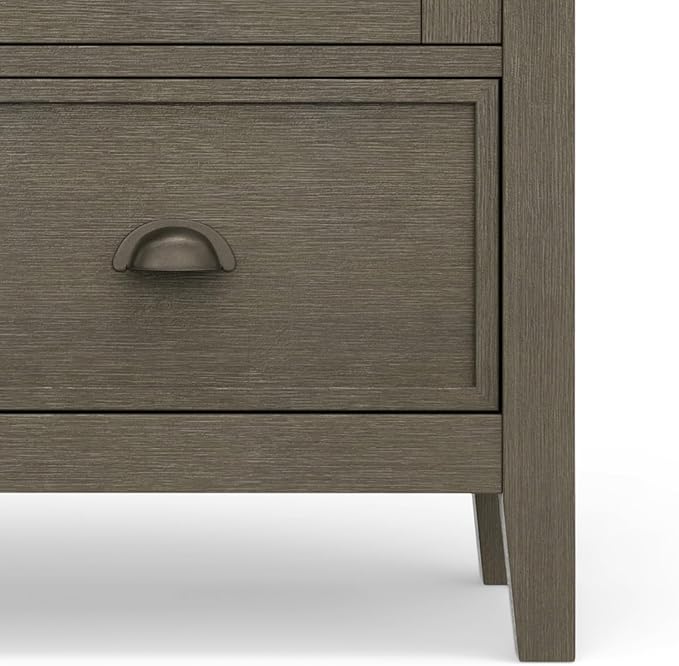 SIMPLIHOME Redmond Storage Cabinet - 39 inch Wide Solid Wood Medium Storage Cabinet in Farmhouse Grey, Transitional Accent Cabinet for Entryway or Living Room with 4 Drawers and Cabinet Storage